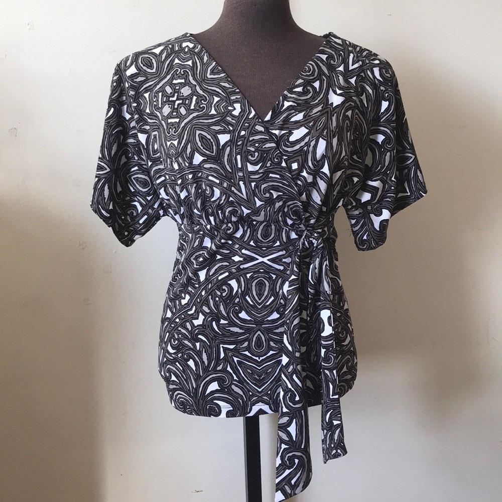 Jennifer Lopez Wrap tunic blouse